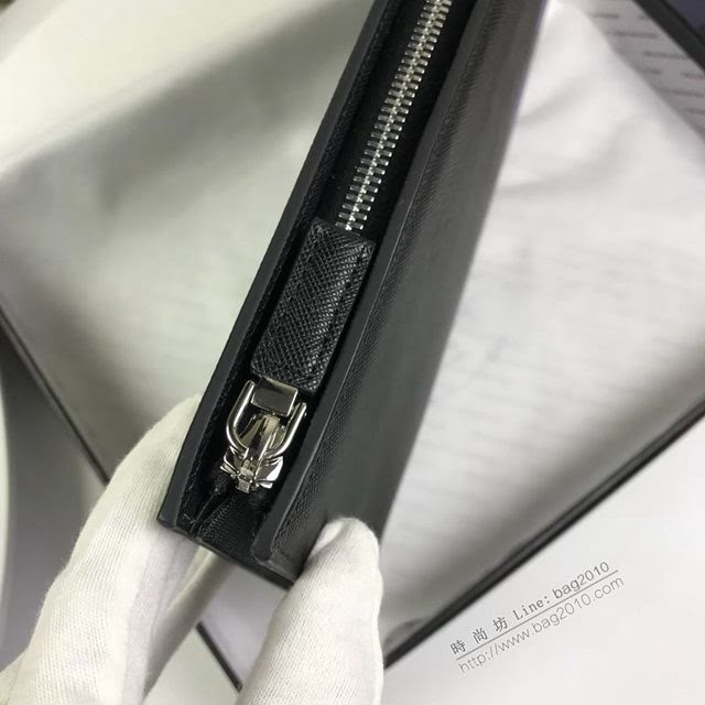 prada手包 普拉達2020最新款皮革手拿包 2VN003 Prada黑色男士手拿包  pyd2414